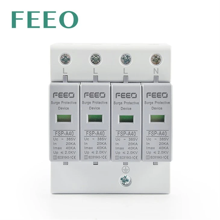 AC SPD سرج پروٹیکٹر 4P 385VAC 420VAC 20-40KA